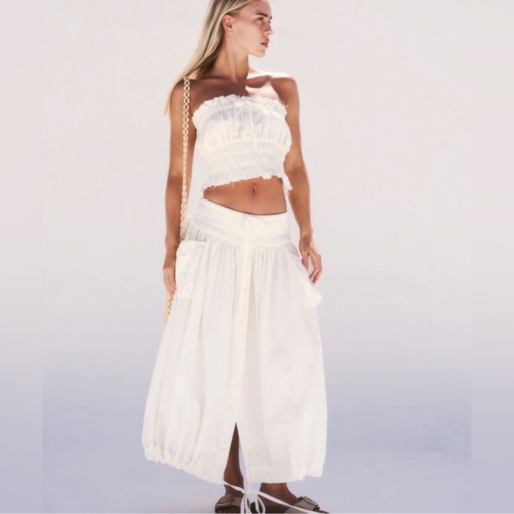 Free People All The Things white Boho top/skirt set size XS